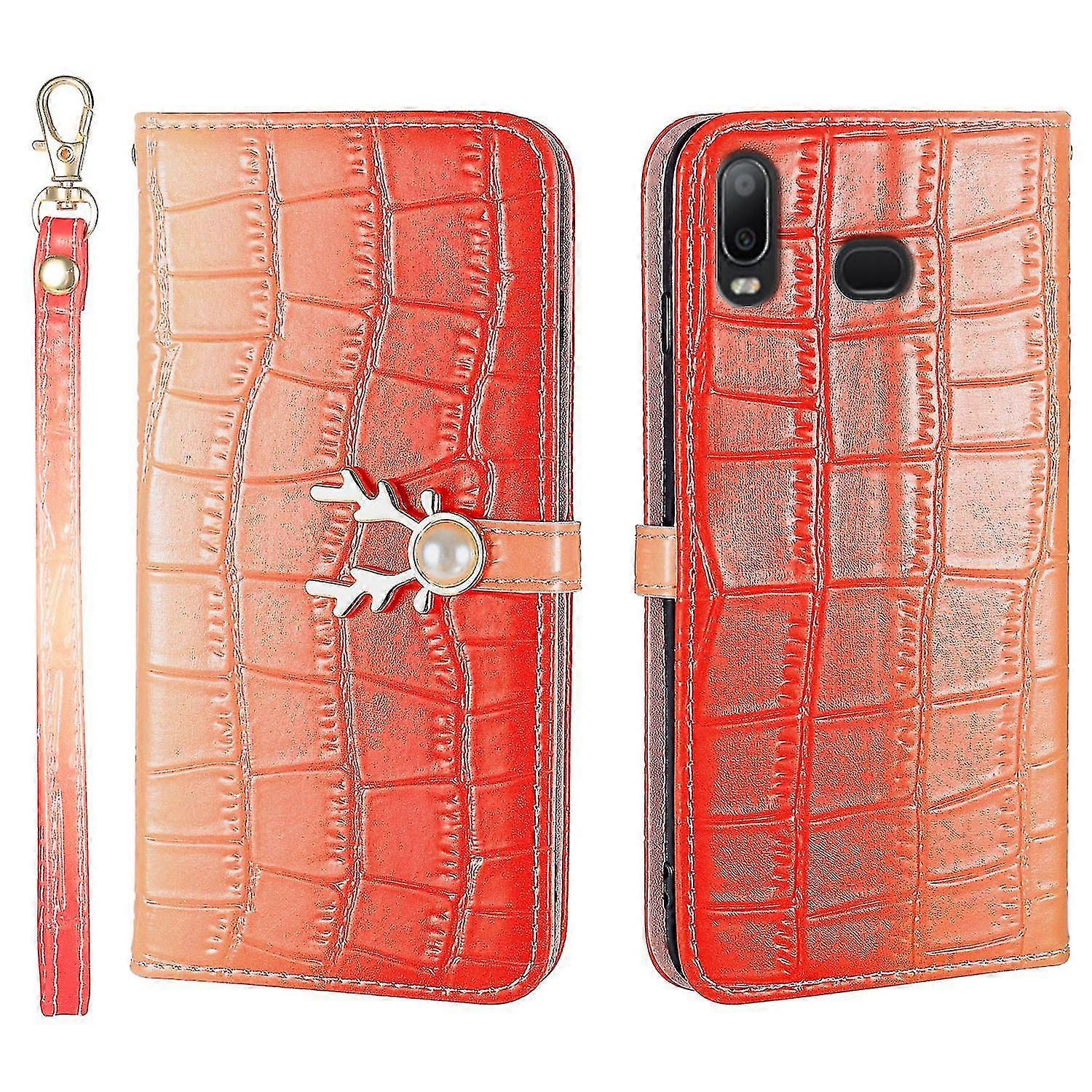 Elk Pattern Phone Case For Samsung Galaxy A10s With Card Holder, Lanyard, Pu Leather Material, Wallet Function, Corner Fall Protection