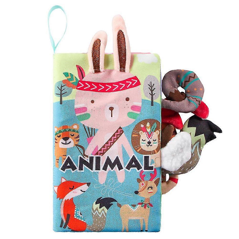 Baby Cloth Book Infant Soft Book 3d Animals Tail Crinkle Sensory Touch Book