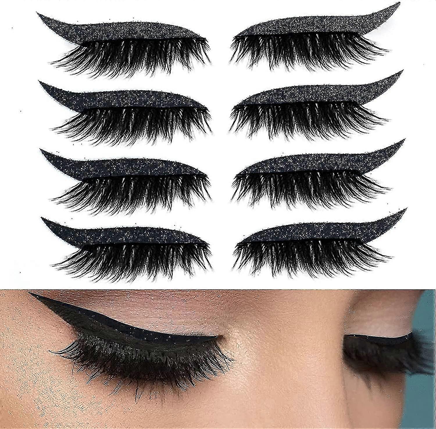 4 Pair Reusable Eyelash Stickers Glitte Eyeliner Invisible Tape Self Adhesive Makeup Tool