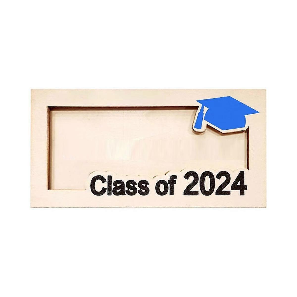 2024 Personalized Graduation Money Gift Holder Custom Wooden Graduation Cash Holder Card Box, Class of 2024 Blue