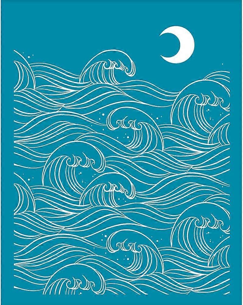 4x5 Inch Silk Screen for Polymer Clay Moon Wave Clay Stencils Reusable Abstract Lines Silk Screen Printing Stencils Non-Adhesive Mesh Transfer for Pol