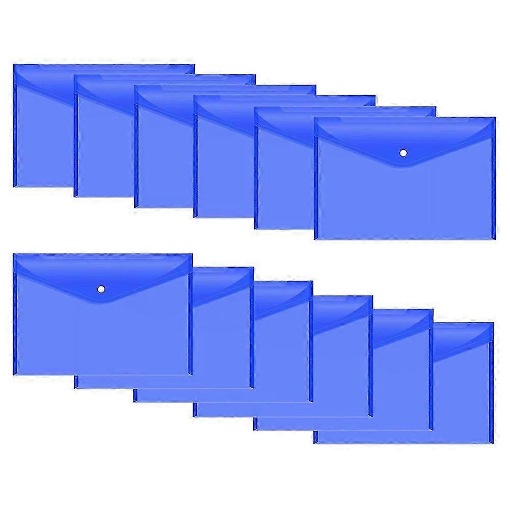 12Pcs Plastic Document Envelopes with Snap Closure for A4 Size Documents, Polyethylene Folders for S