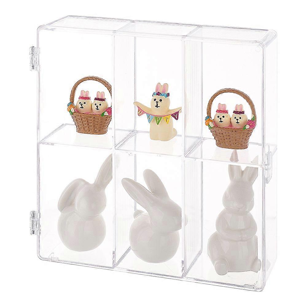 Acrylic Minifigure Display Case 2 Layers 6 Grid Clear Action Figures Display Box 7.9x7.3x2.2inch Desktop Organizer Display Case Display Cabine for Min