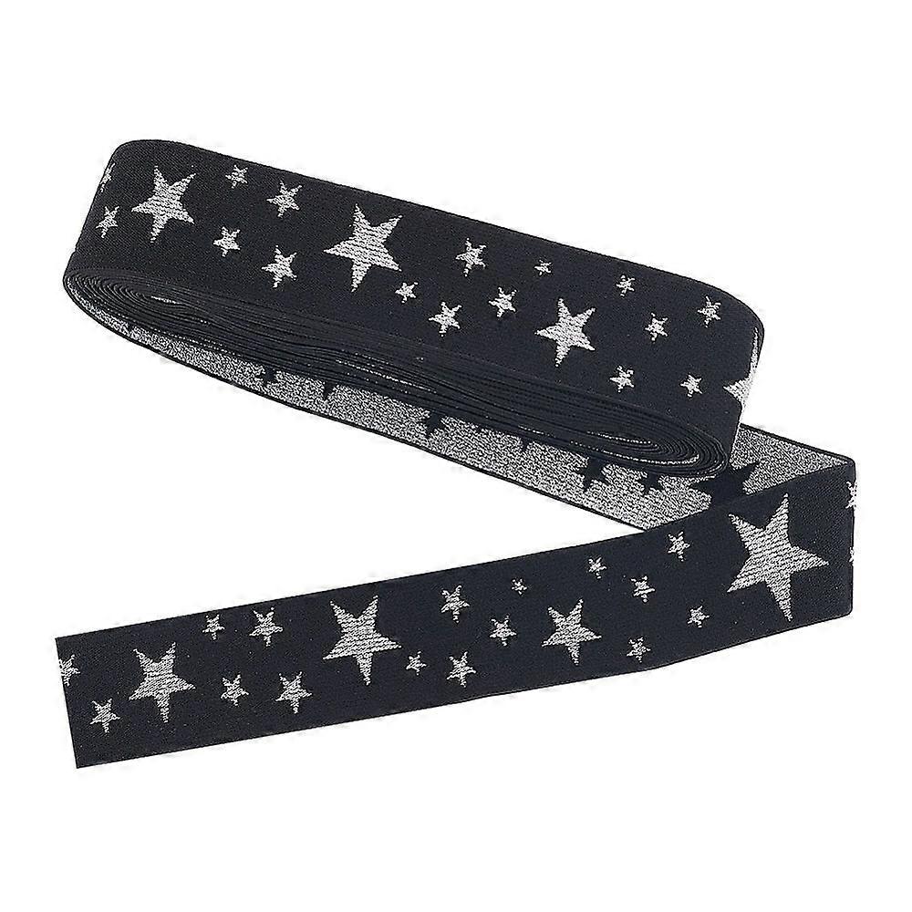 5 Yards Nylon Elastic Wide Band Flat with Star Elastic Band for Clothing Sewing Silver 40mm