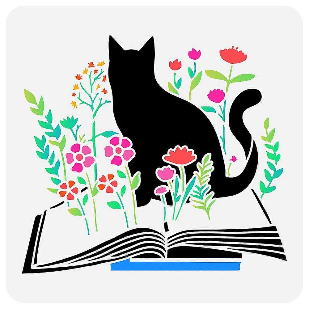 PET Hollow Out Drawing Painting Stencils for DIY Scrapbook Photo Album Cat Pattern 30x30cm