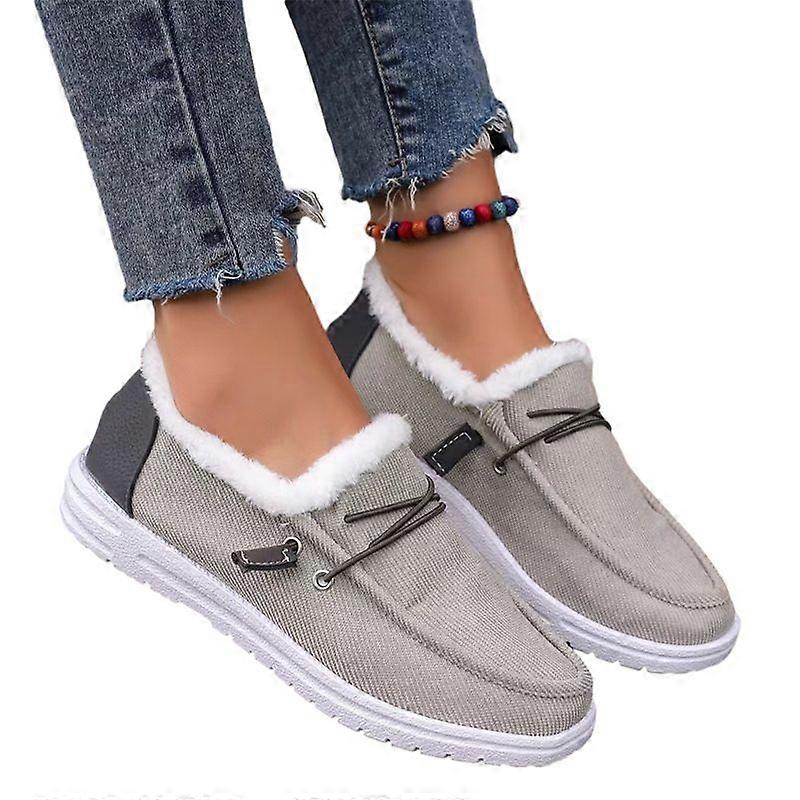 Women's Plush Lined Low Top Slip-On Flat Shoes for Cozy Winter Footwear