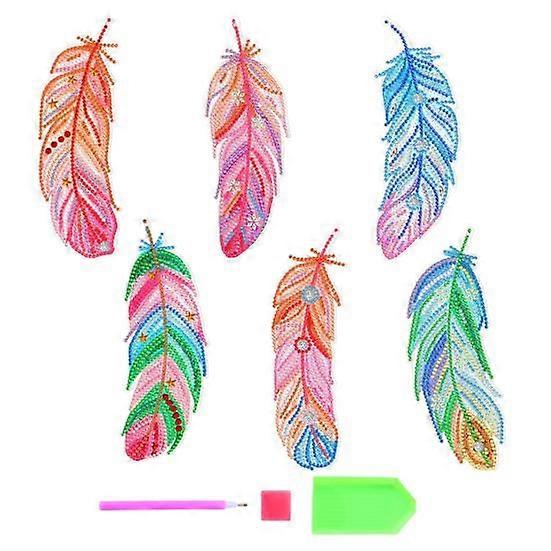 1 Set Diamond Painting Bookmark Fine Workmanship DIY Feather Shape Rhinestone Bookmark Kits for Home