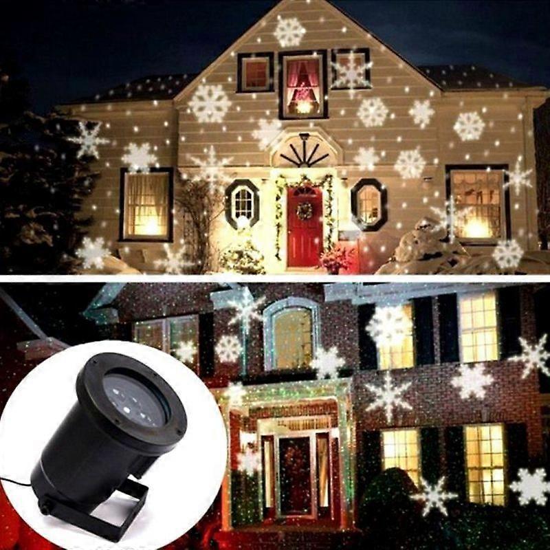 Christmas Lighting Decor LED Snowflake Landscape Projector Lamp White Light