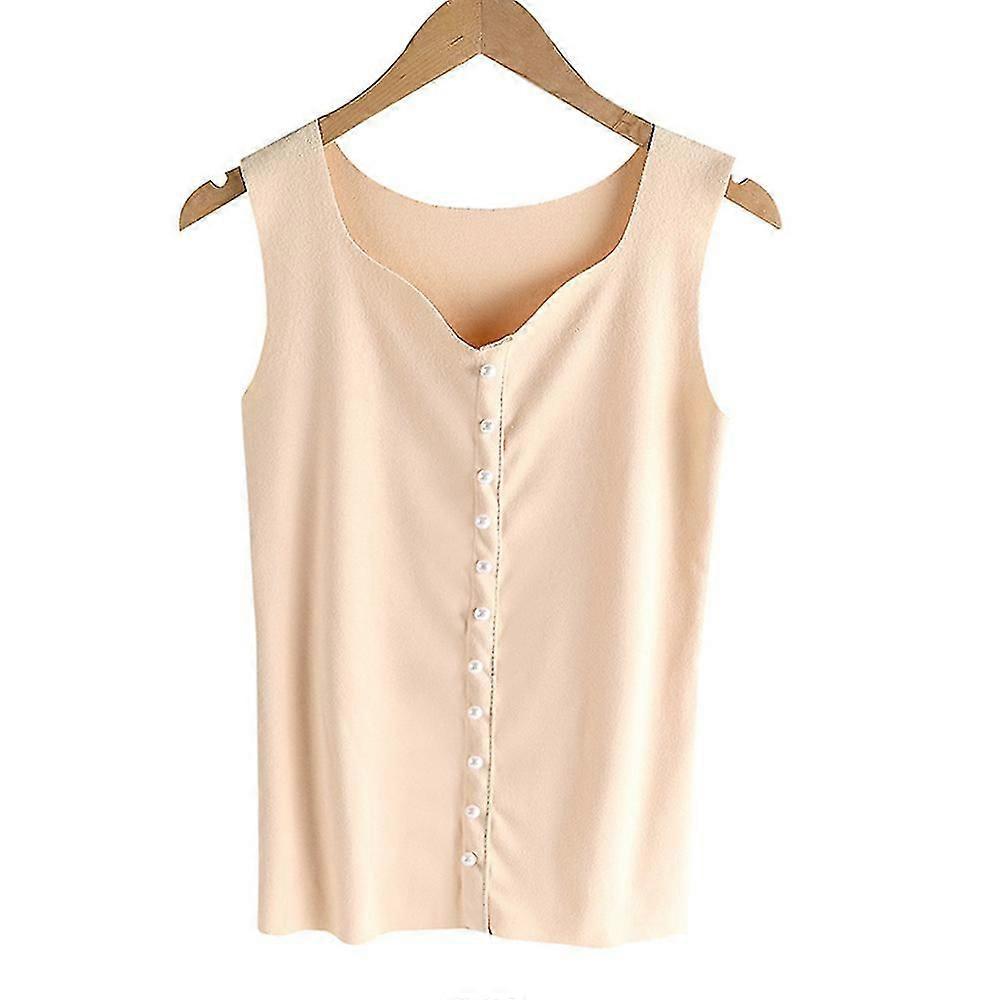 Women's Thermal Vest W Warm Sveless Camisole Strap Thermal Jaet - Apricot Color