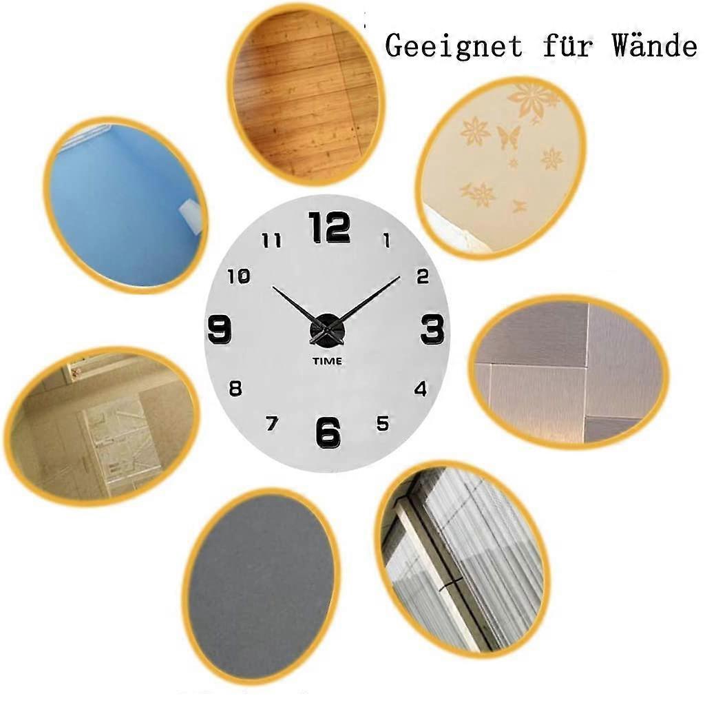 Horloge Murale 3D à Poser Soi-même Sans Cadre XXL Miroir Muet Autocollant Decoration Maison Bureau Garantie 2 Ans Silver 73 85595525