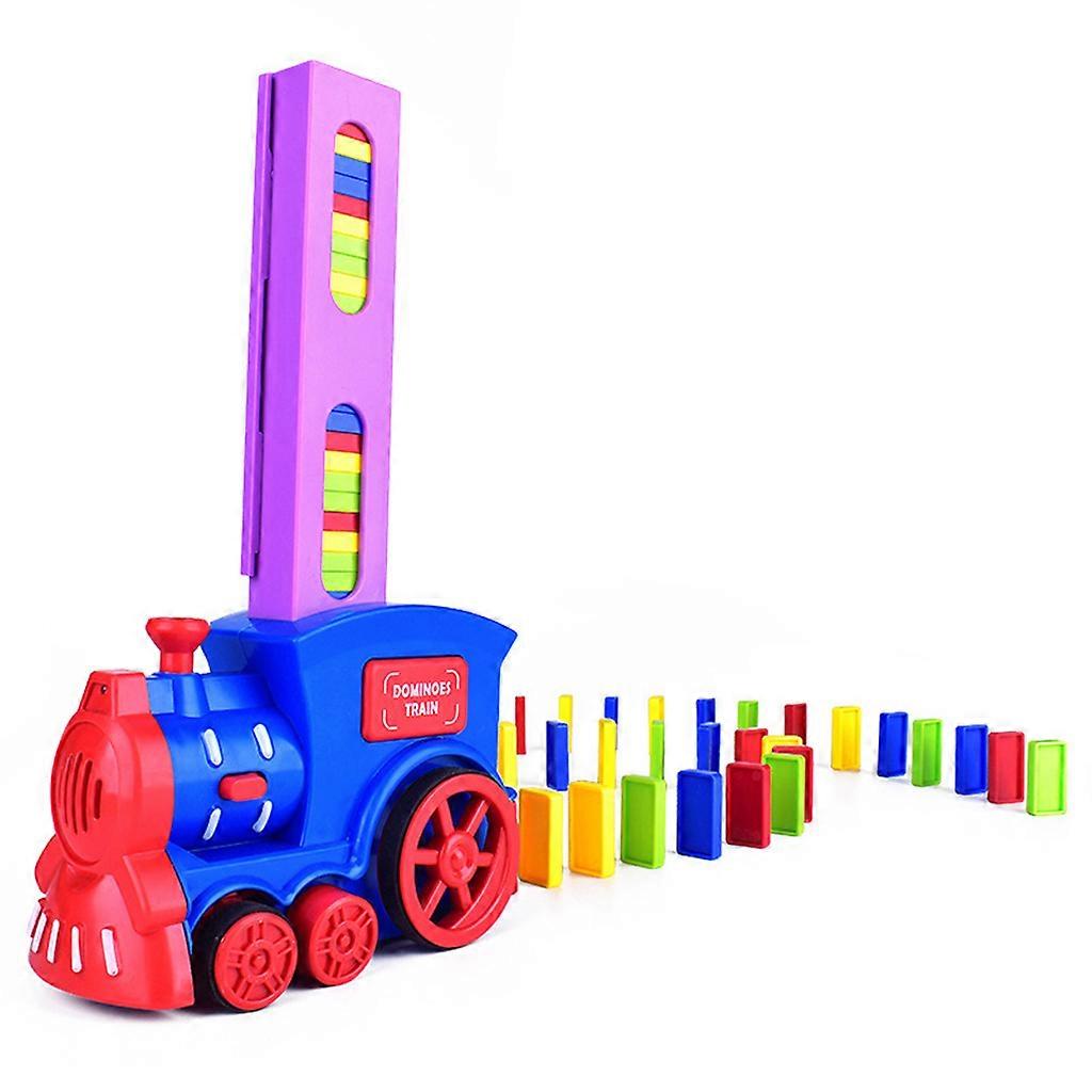 Dominos Train Electric Car Toy with Light Realistic Sound Toy Baby Developmental for Creative Building Block for Prescho  Dark blue