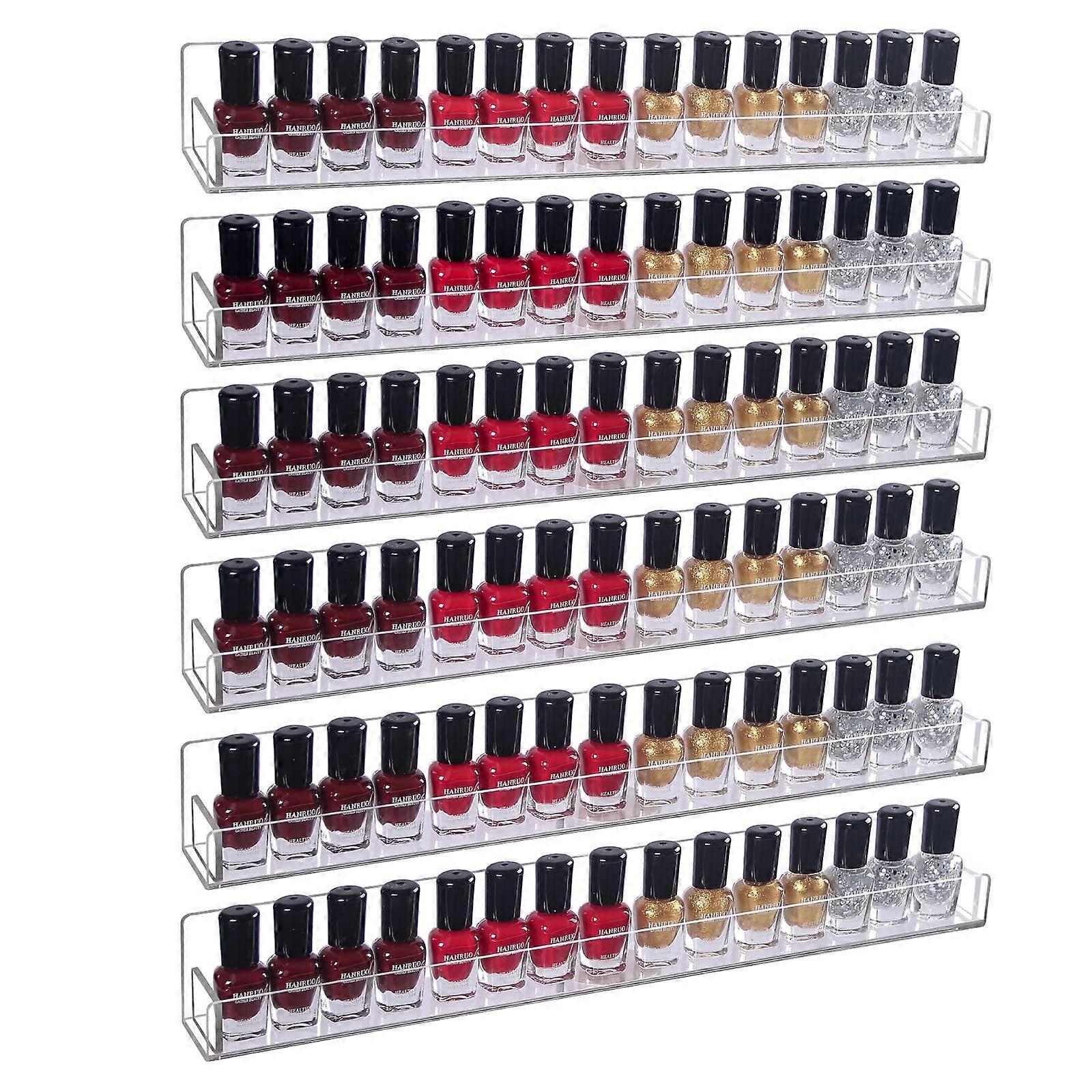 6 Pieces Acrylic Wall-Mounted Storage Containers Rack for Nail Paint Display Shelf Organizer