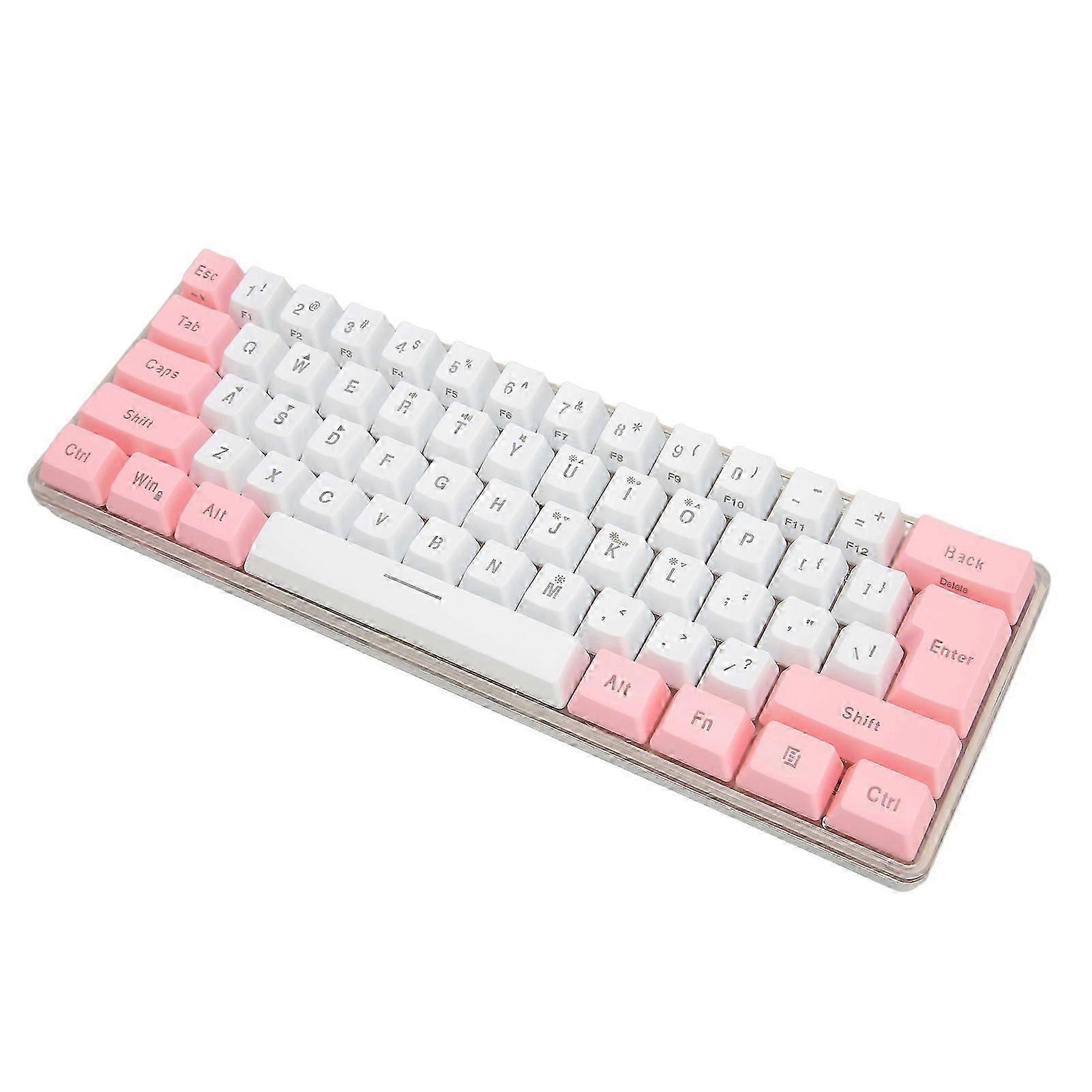 Gaming Keyboard Usb 61 Keys Contrast Color Rgb Light Key Line Separation Mechanical Wired Keyboard For Office Games White Pink