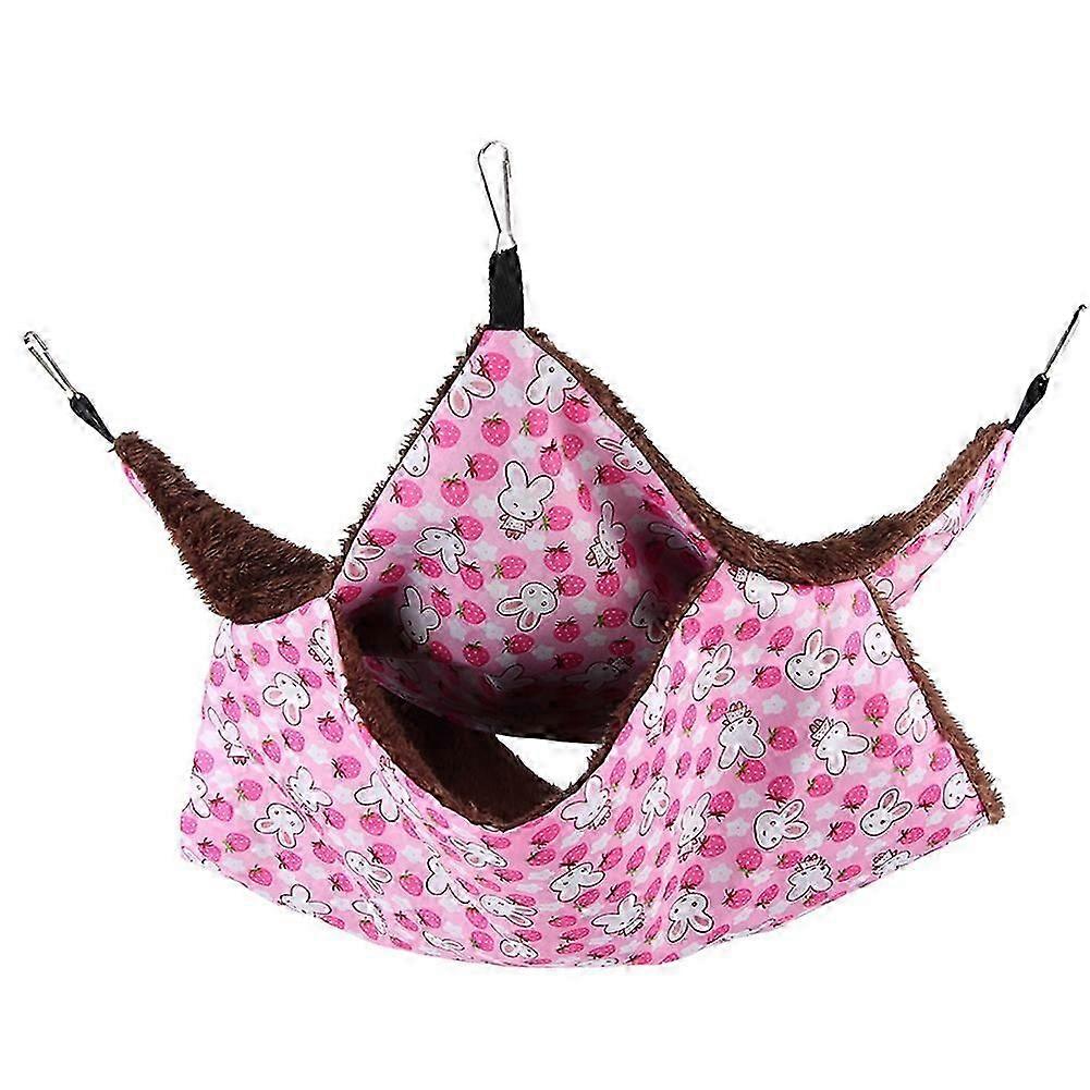 Pink bunny double warm hammock suitable for small pet squirrel shape