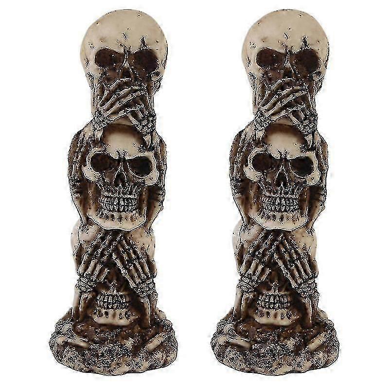 unique 2pcs artwork statue, Halloween Skull Decor For Halloween Decorations