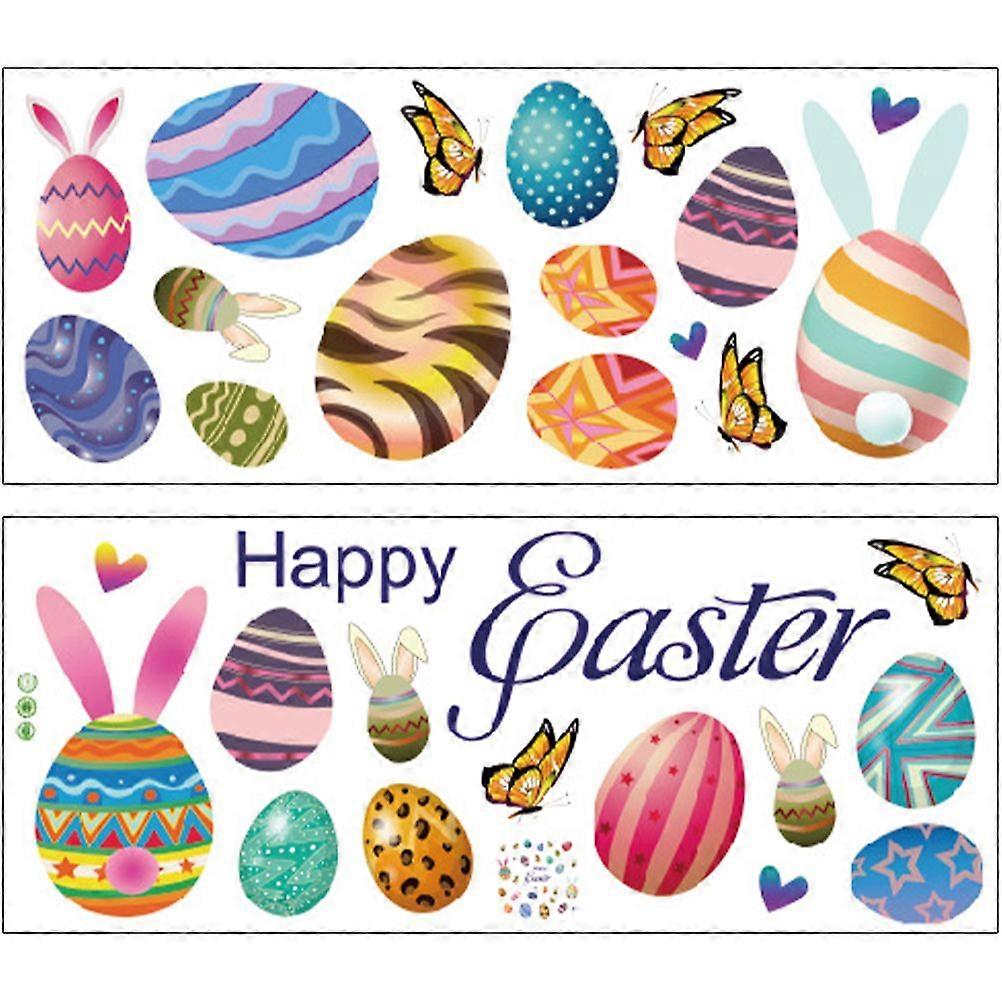 2pcs Wall Cling Bunny Decals Easter Bunny Egg Decals Bunny Sticker For Wall