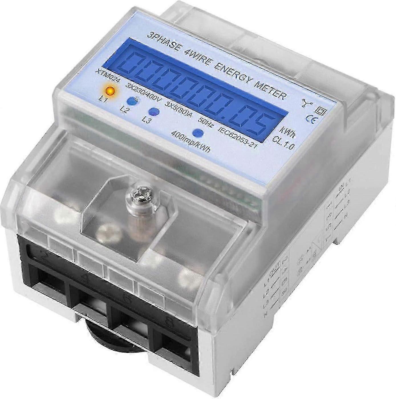 Üç Fazlı Sayaç Elektrik Sayacı Kalibre Enerji Ölçer Elektrik Sayacı LCD Dijital Üç Fazlı 4 Telli 5-100A 4P KWh Elektrik Enerjisi Tüketimi