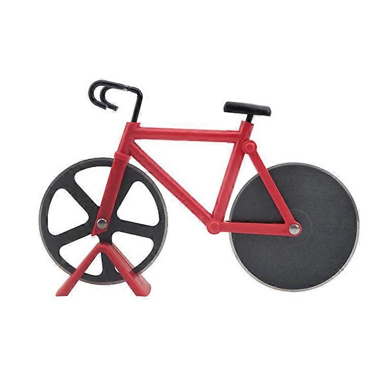 Bicycle-Shaped Stainless Steel Pizza Cutter with Non-Stick Double Wheels for Effortless Slicing and Precision Cutting