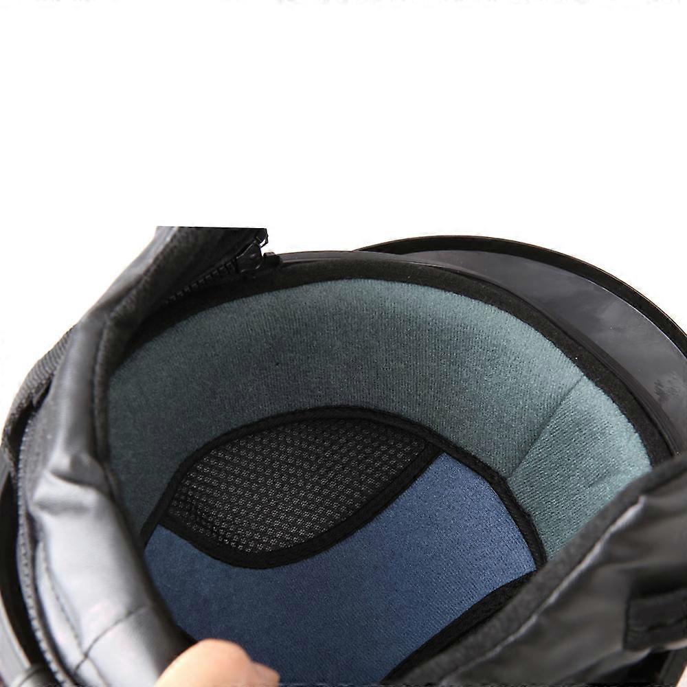 Motorcycle Scooter Open Face Half Leather Helmet with Visor UV Goggles Vintage Style 54-60cm