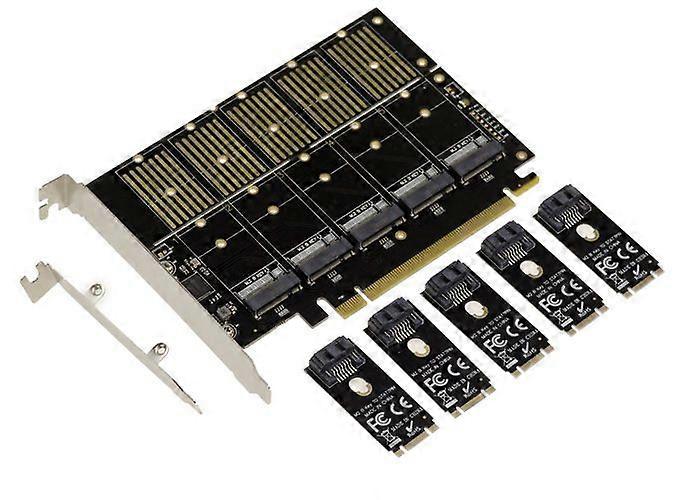 KALEA-INFORMATIQUE PCIe 3.1 16x Controller Card 5X SSD M2 (M.2 NGFF B Key or B+M Key SATA)