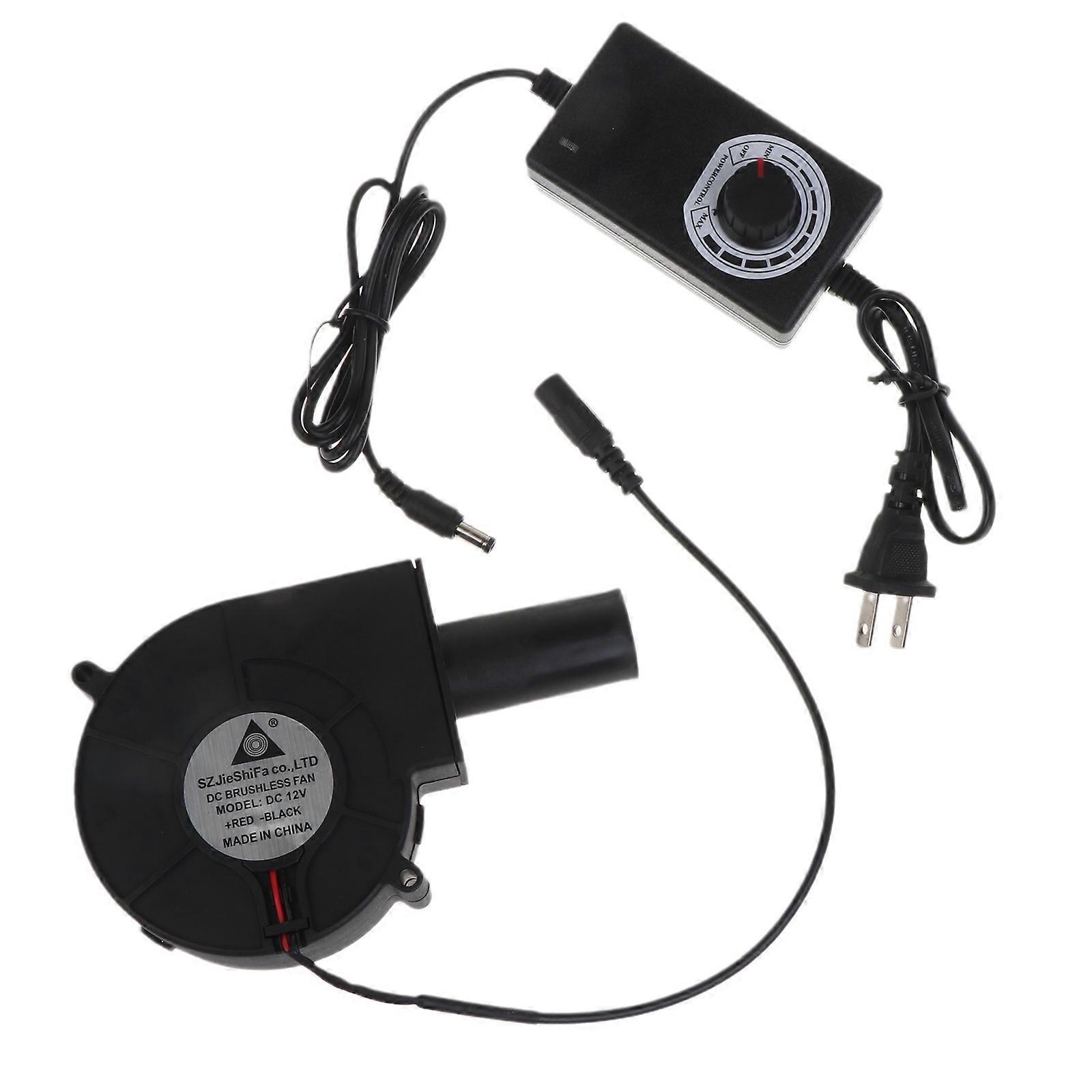 BBQ Fan PWM Blower 97x97x33mm 12V 2A Large Air Flow 100-240V AC Powered Fan Adjustable Speed US Plug for Charcoal