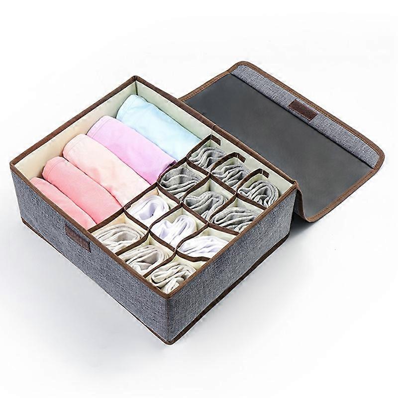 WEEKEIGHT TB-0753 Small Size 13 Grids Underwear Bras Socks Dust-proof Storage Box-Light Grey