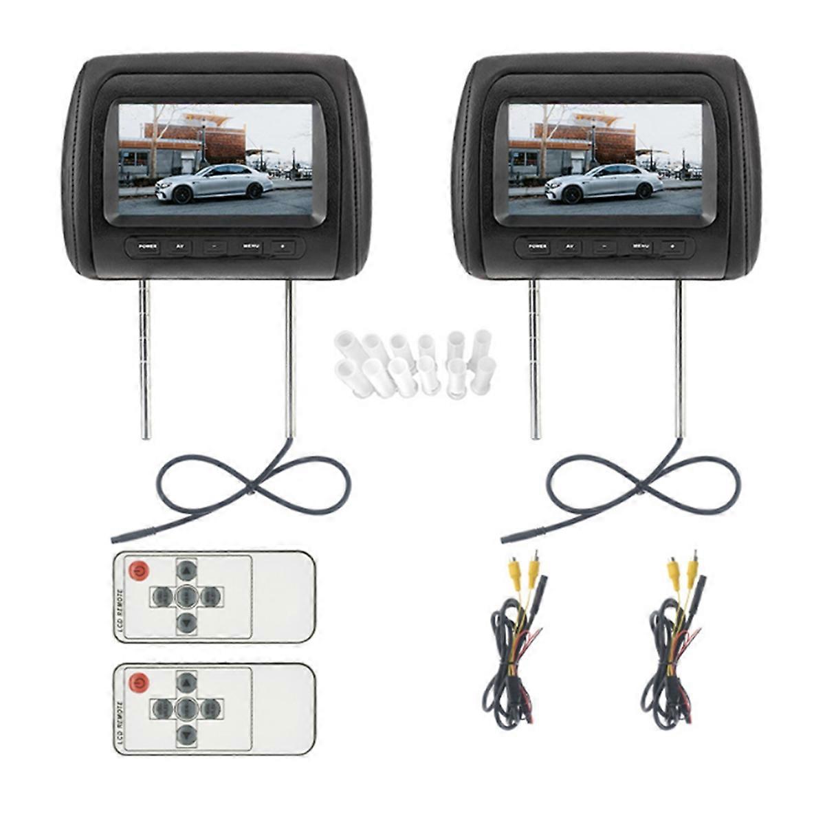 2Pcs Car Headrest Monitor Universal 7 Inch TFT LED Screen AV Input Car Headrest Rear Video AV Displ