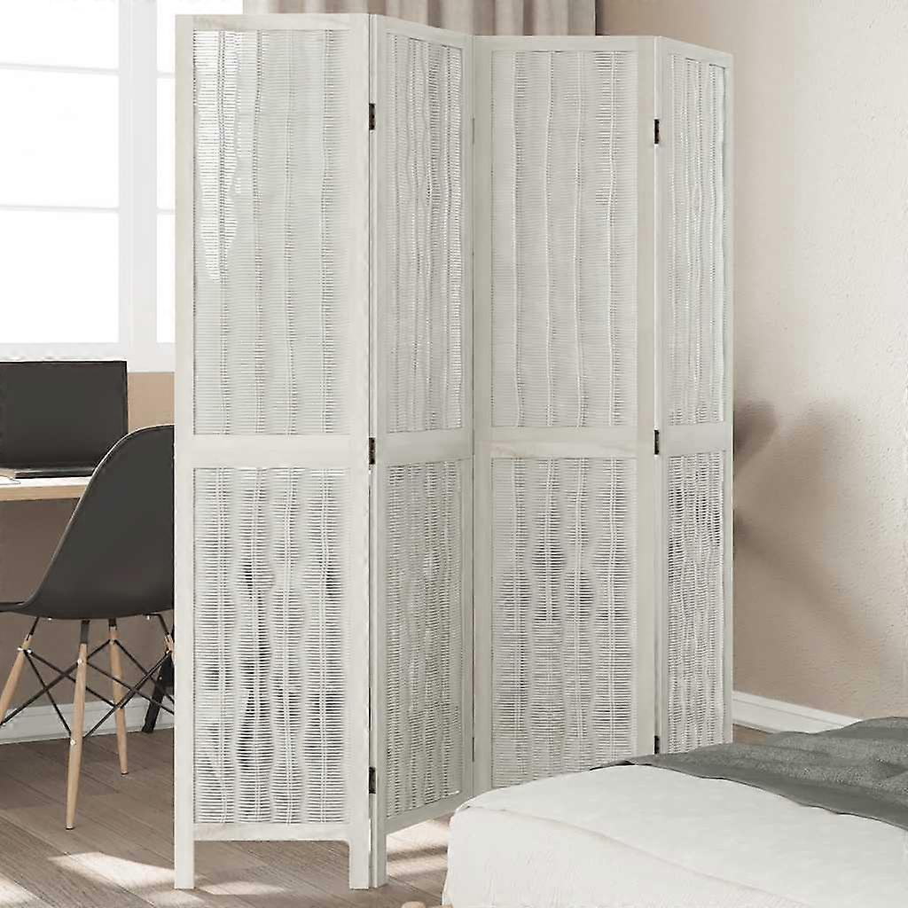 4 pcs. Room divider white solid wood Paulownia