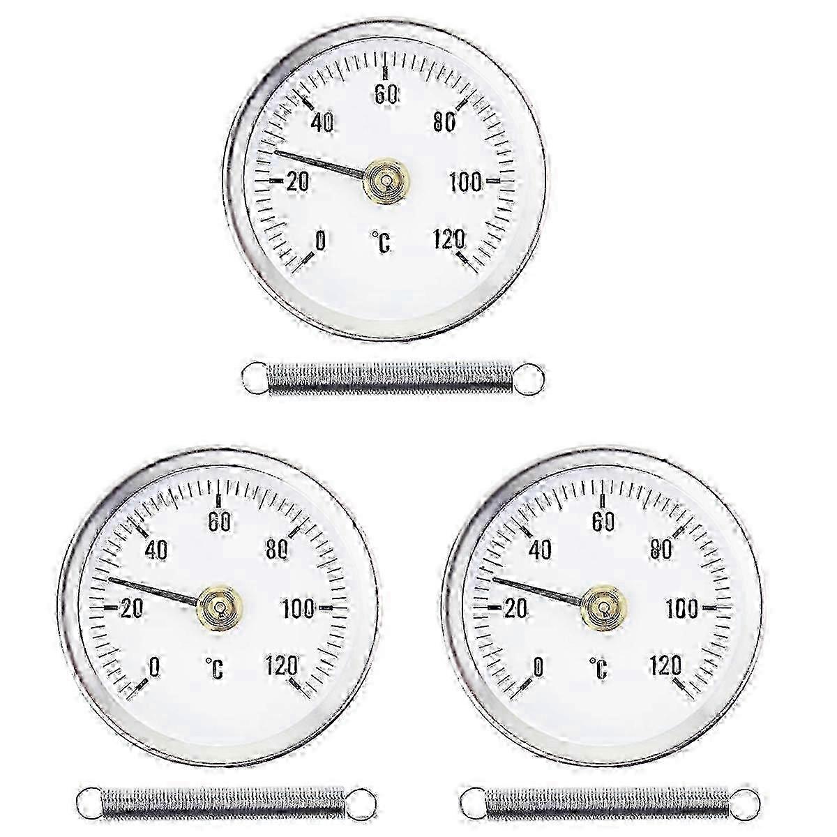 3pcs Termometro bimetallico in acciaio inox per un accurato monitoraggio della temperatura del tubo dell'acqua calda 63mm