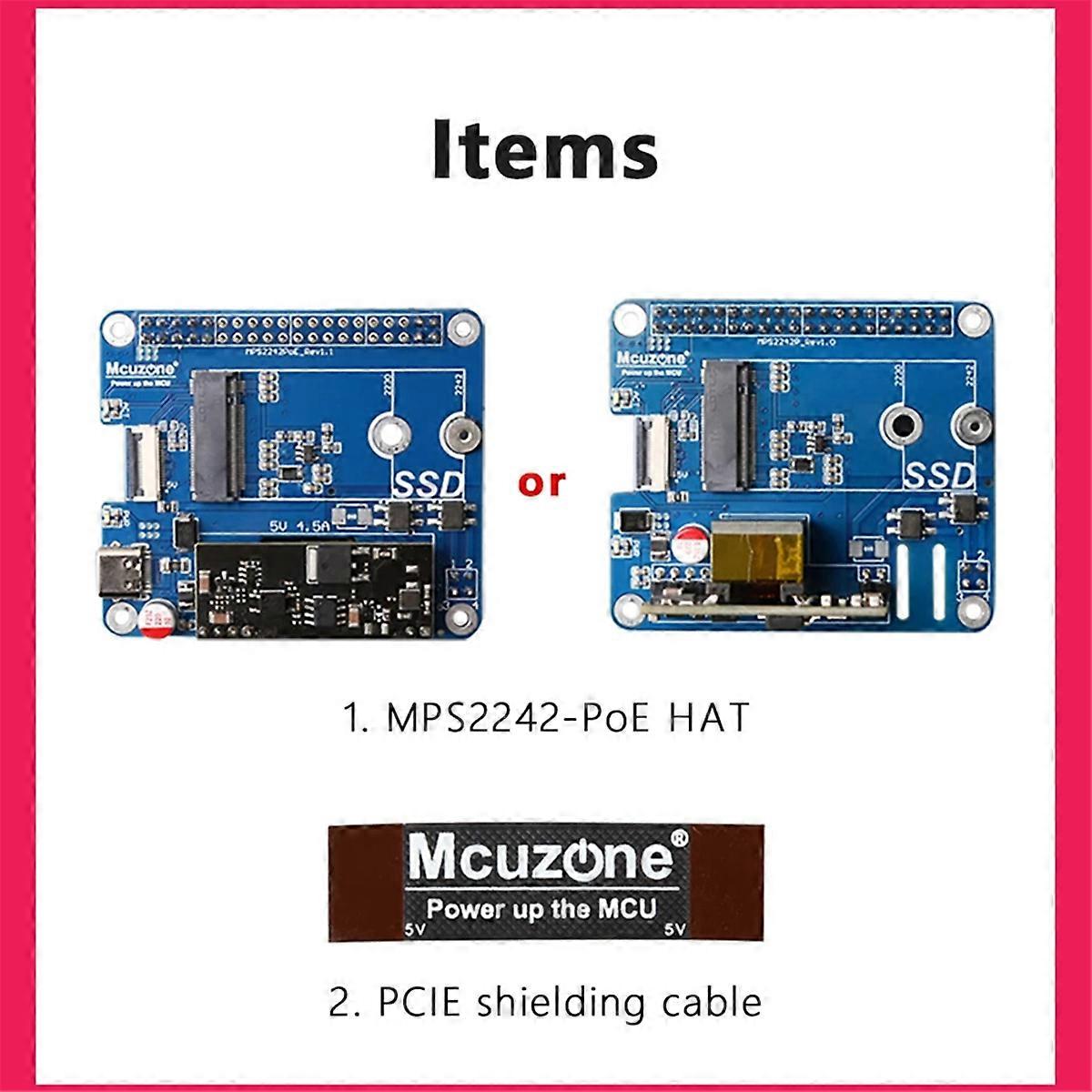 MPS2242-POE PCIE to NVME SSD 2242 HAT for 5, A