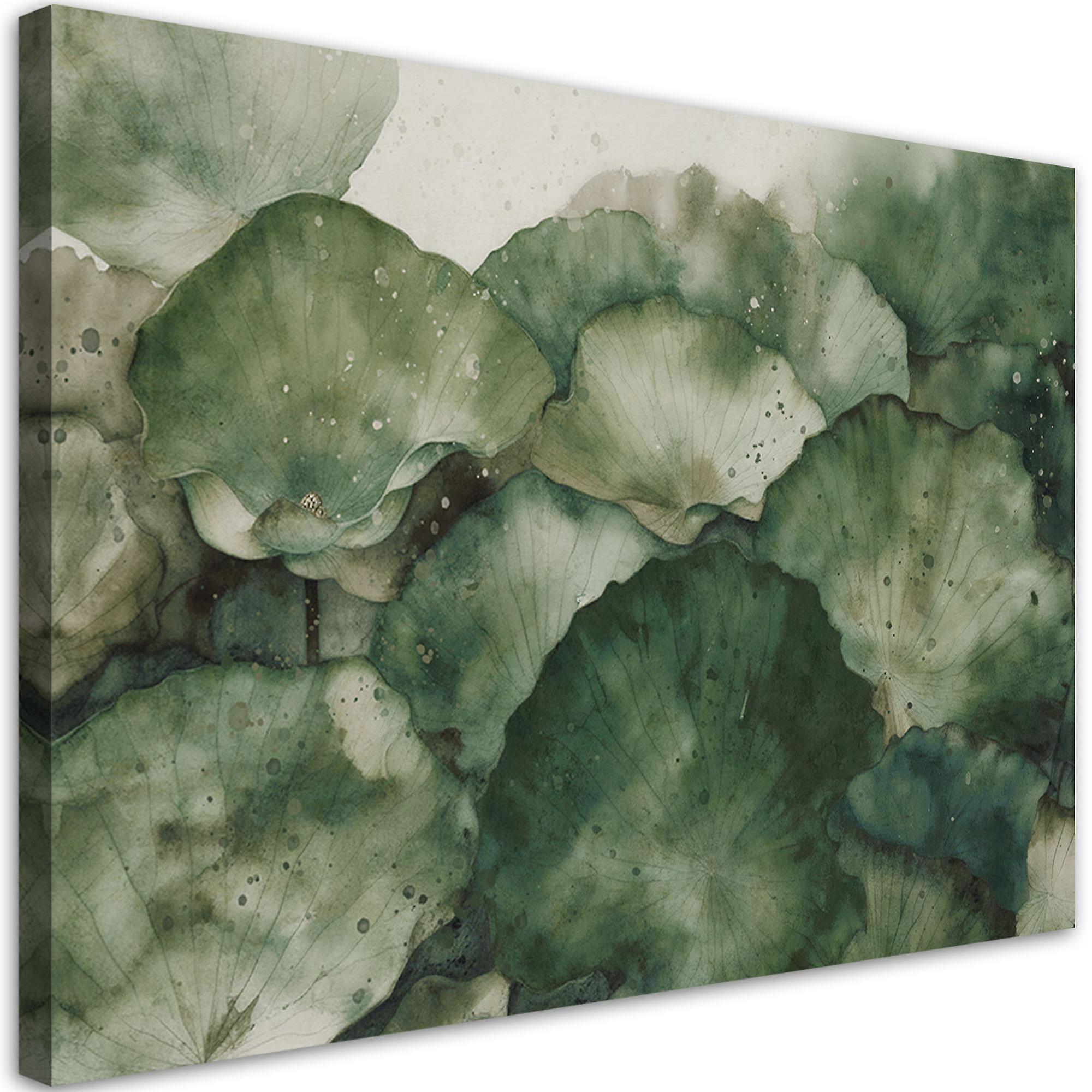 Impression sur toile, Feuilles de lotus vertes - 60x40