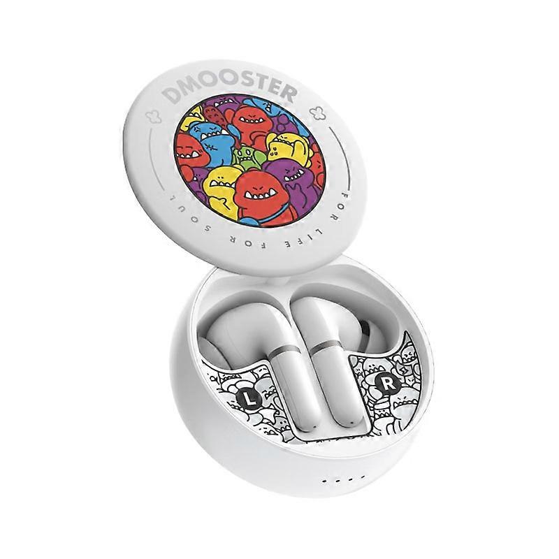 D MOOSTER D08 IPX4 ANC+ENC Noise Reduction Wireless Bluetooth 5.2 Earphone (White)