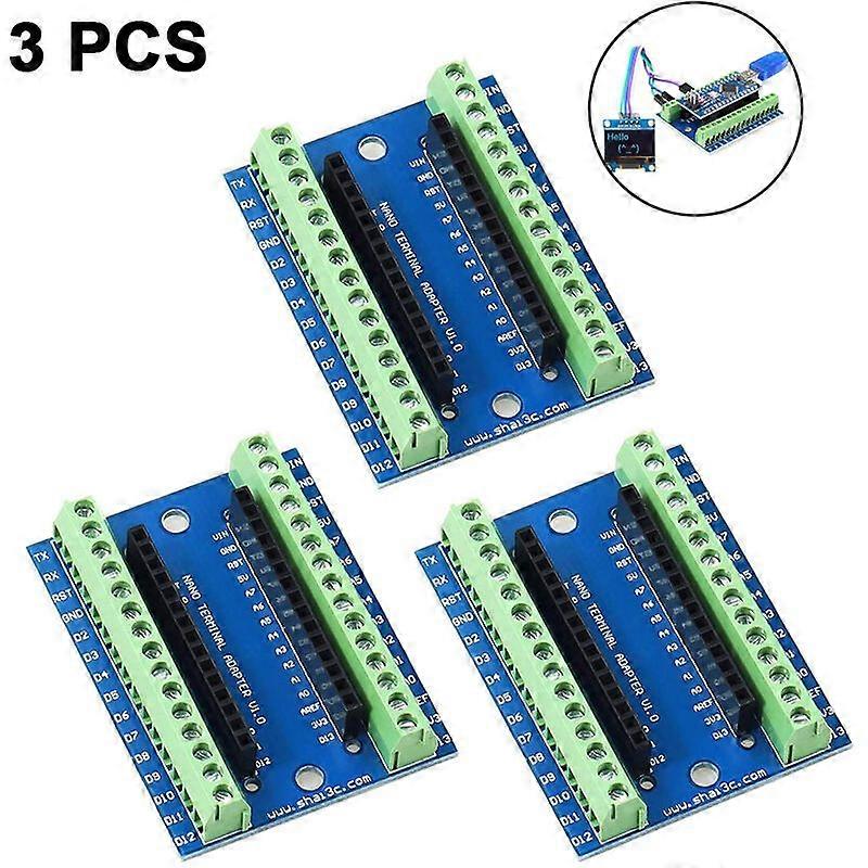 3pcs Nano Screw Terminal Adapter Shield Expansion Board Nano V1.0 AVR AU Module for Arduino