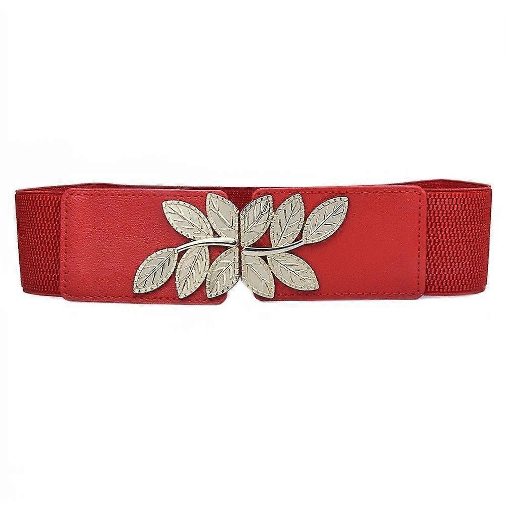 Solid color metal leaf decorative belt decorative down jacket women's versatile elastic waistband