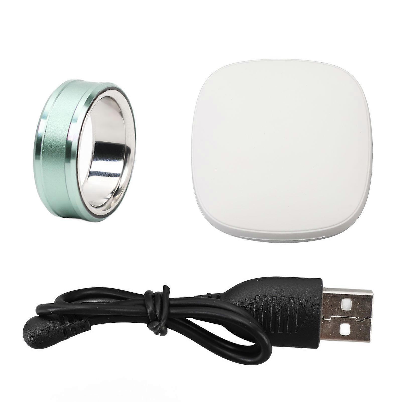 Health Tracker Stainless Steel Sleep Temperature Monitoring Step Counting Waterproof Smart Ring with Charging Case Cyan