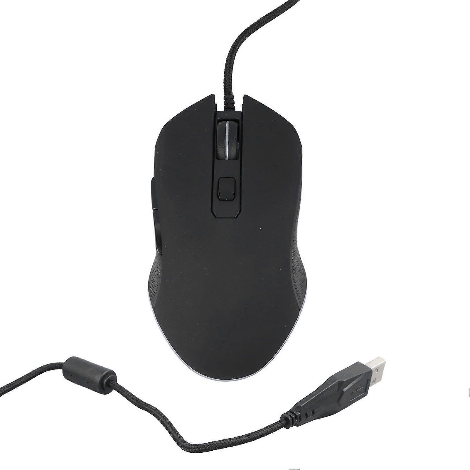 SQCLV RGB Luminous Wired Mouse Four Gear DPI Adjustable Multi Color Breathing Light Smooth Foot Support Office Computer Mice Black RGB
