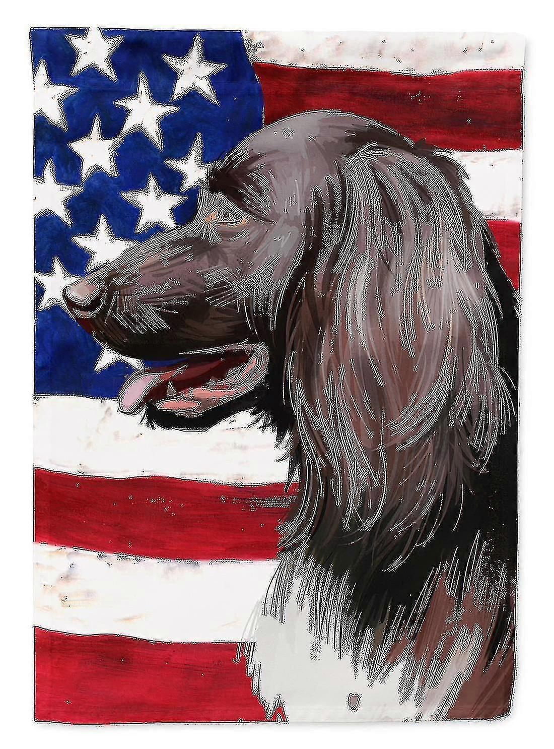 Small Munsterlander Dog American Flag Flag Garden Size