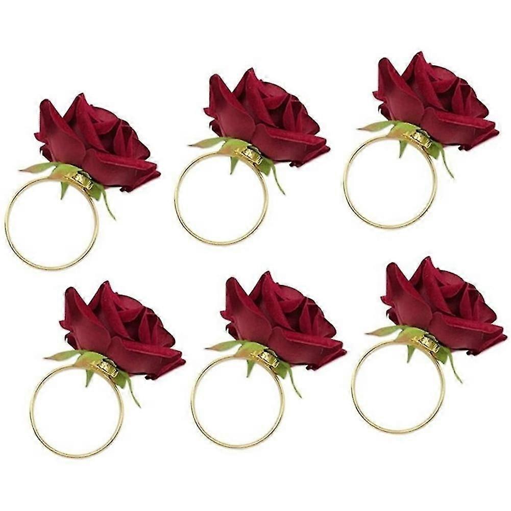 Red Rose Shape Towel Buckle Wedding Party Valentine's Day Hotel Table Decor Metal Napkin Holder Rin