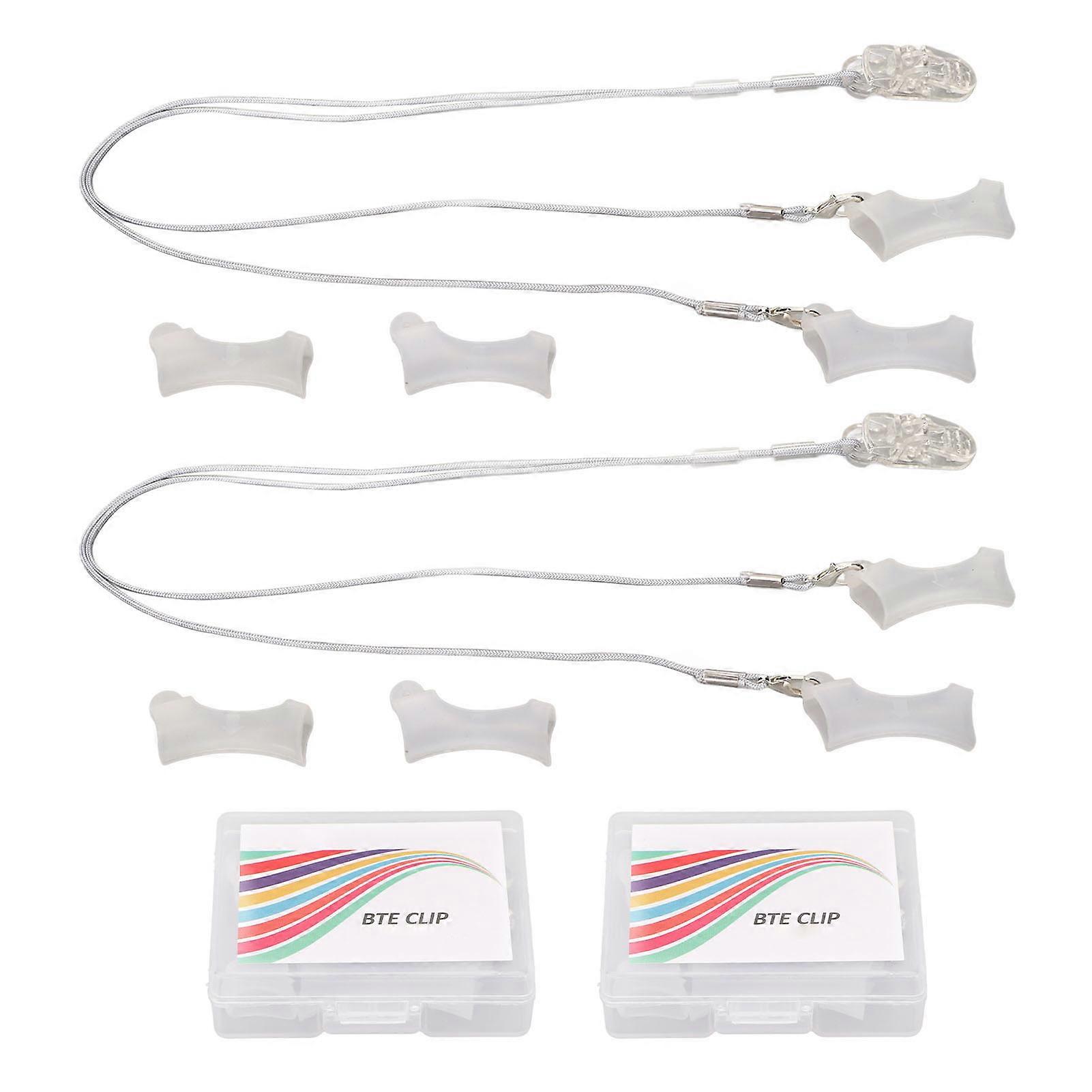 2 Pairs Portable Binaural Hearing Amplifier Clip-on Cord for Kids and Adults