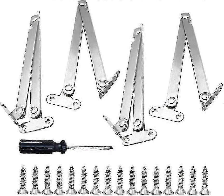 4 Piece Folding Hinge Pivoting Lid Hinges Furniture Hinge Folding Closet Door Hinge With Screw And Screwdriver - CHUN