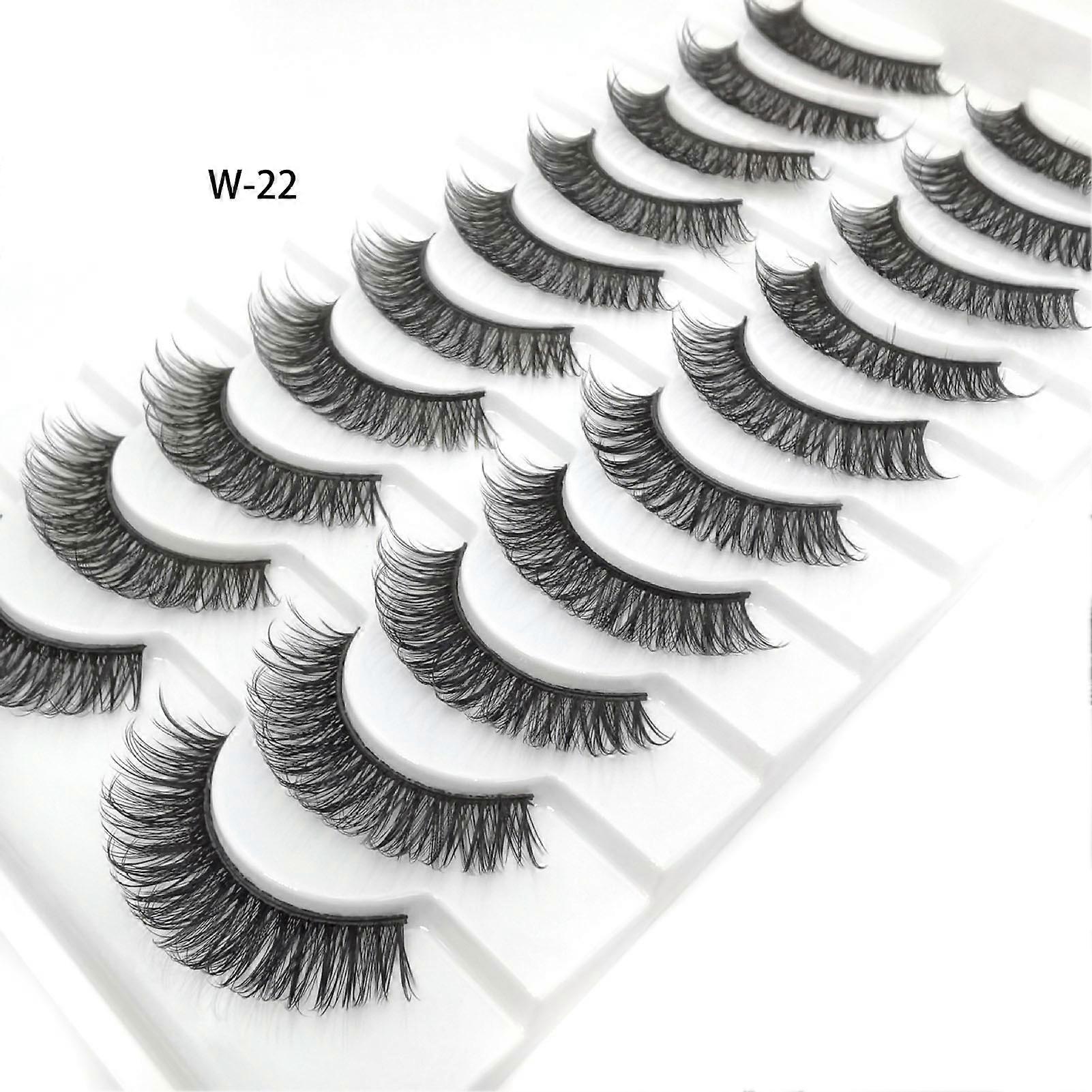 10 Pairs Dense False Eyelashes Lightweight Durable Eyelashes