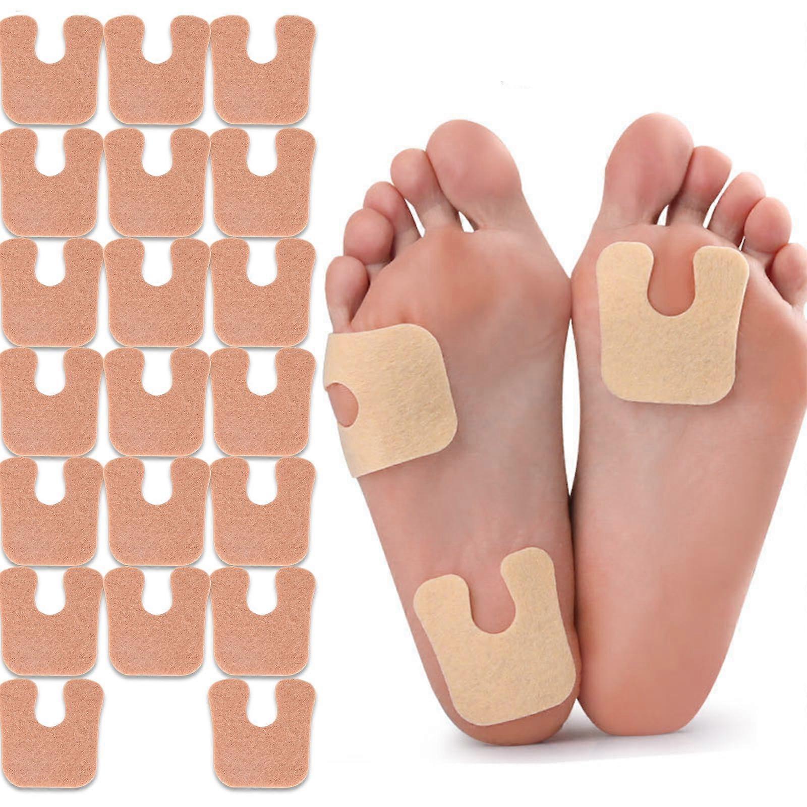 U Shape Horseshoe Pads Toe Spacers for Feet, 20 Felt Metatarsal Callus Cushions Moleskin for Foot and Heel Support