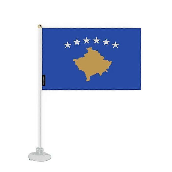 Flag - Kosovo - Mini Suction Cup Flag - 14 x 21 cm - Polyester - Double-Sided Print