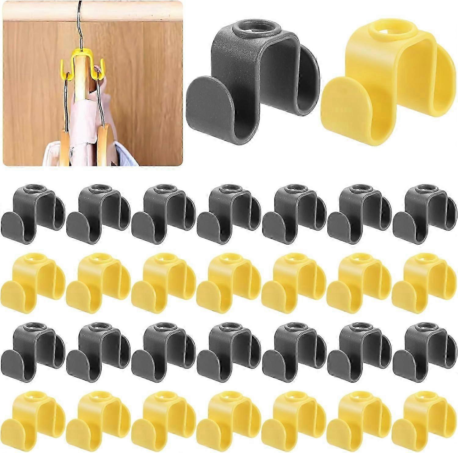 Pack of 30 Clothes Hanger Connection Hooks, Clothes Hangers, Space Saving, Double-Sided Jacket Hanger Connection for Wardrobe, Wardrobe Bags