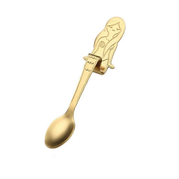 Creative Coffee Spoon Mermaid Shape Handle Spoons Flatware Drinking Tools Gold