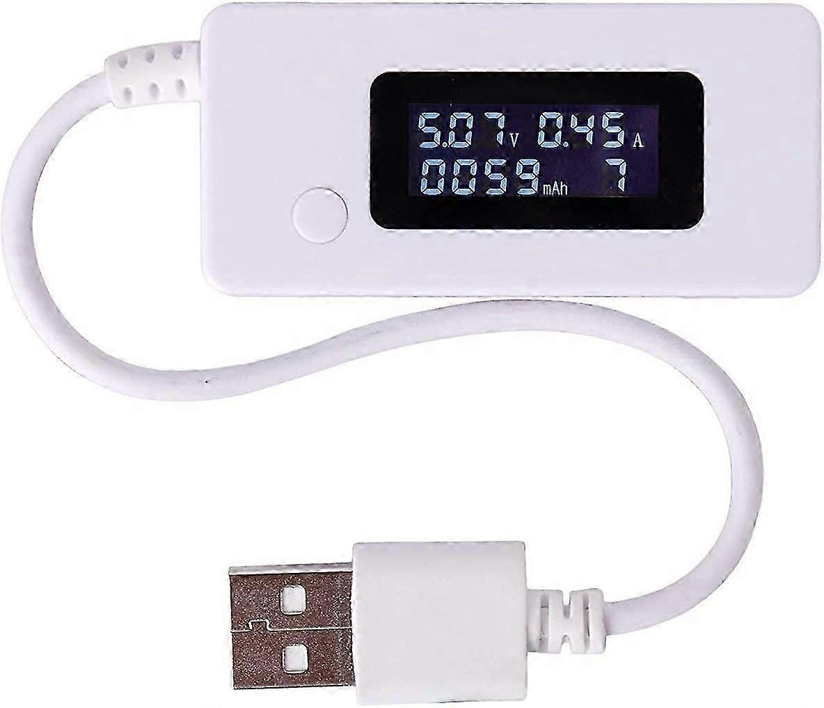 White Tail LCD Backlight LCD Digital Display USB Ammeter Voltmeter Charging Capacity Detection Table Detector