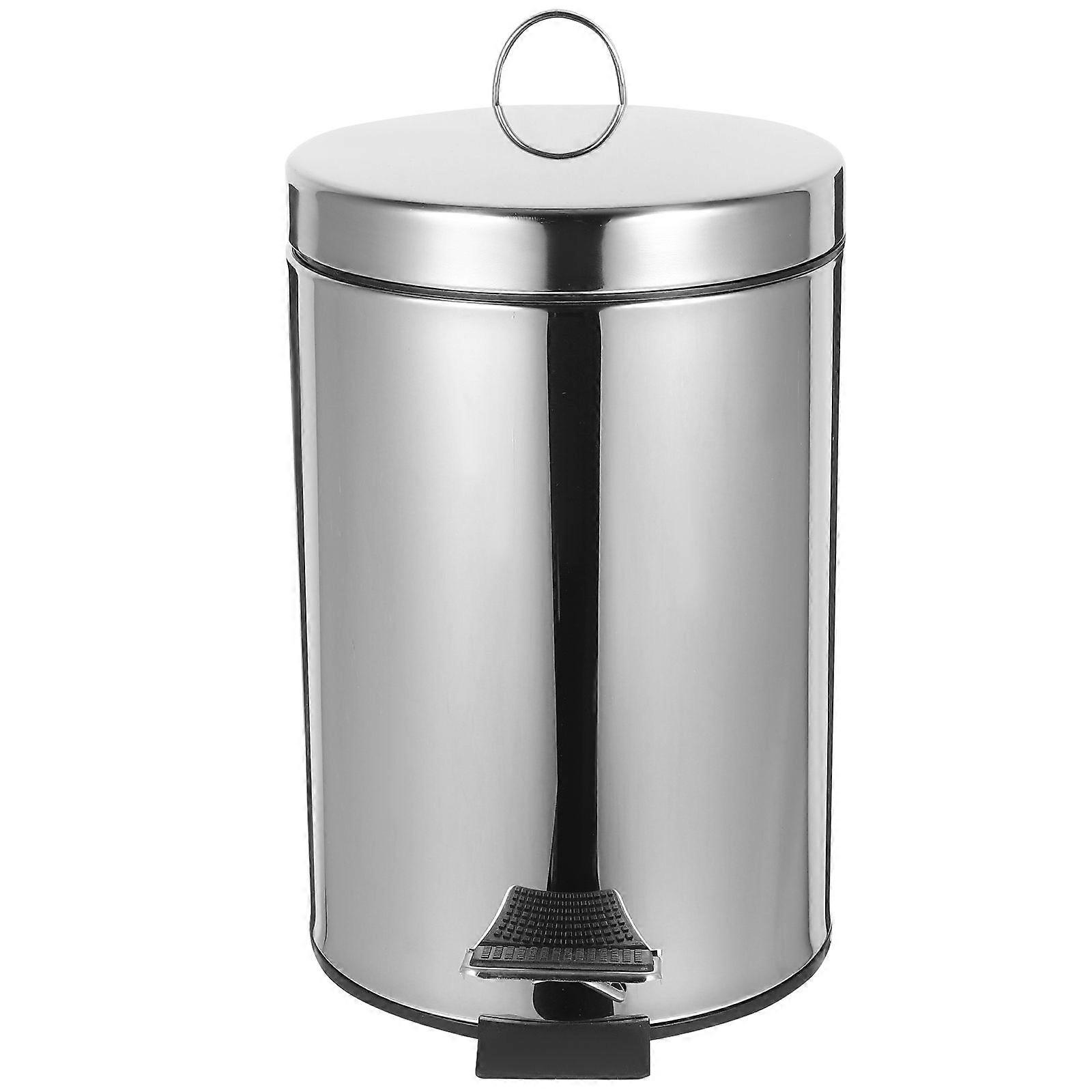 Stainless Steel Trash Can Compost Bin with Lid Round Trash Bin Garbage Container for Kitchen