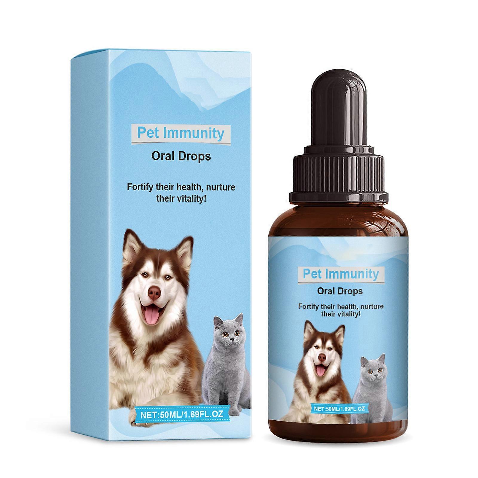 50ml Pet Immunity Drop Dogs Care Drop Formule pour un usage quotidien Chats âgés Chien Mauvais appétit Solution Amélioration de l’immunité