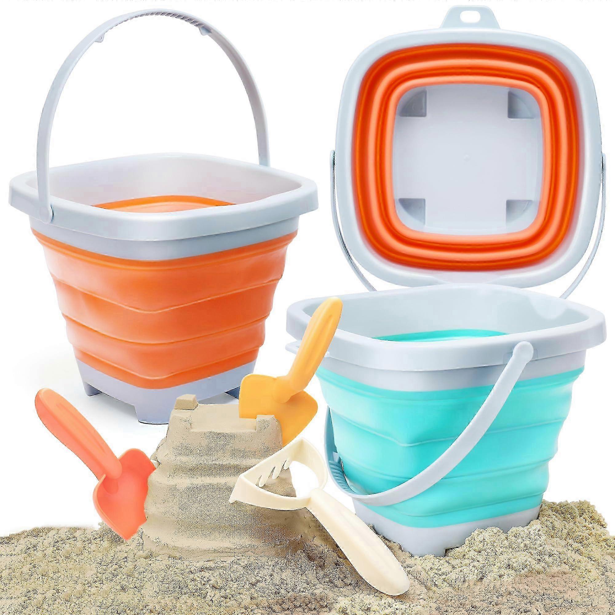 6 Katlanabilir Kum Kovaları Kale Kalıbı, Kürekler ve Tırmıklı Plaj Seti