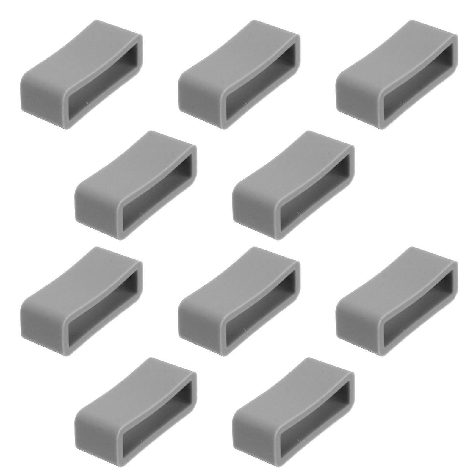 10pcs Silicone Watch Band Strap Loop Replacement Rings Wear Resistant Grey Compatible With Wristwatches